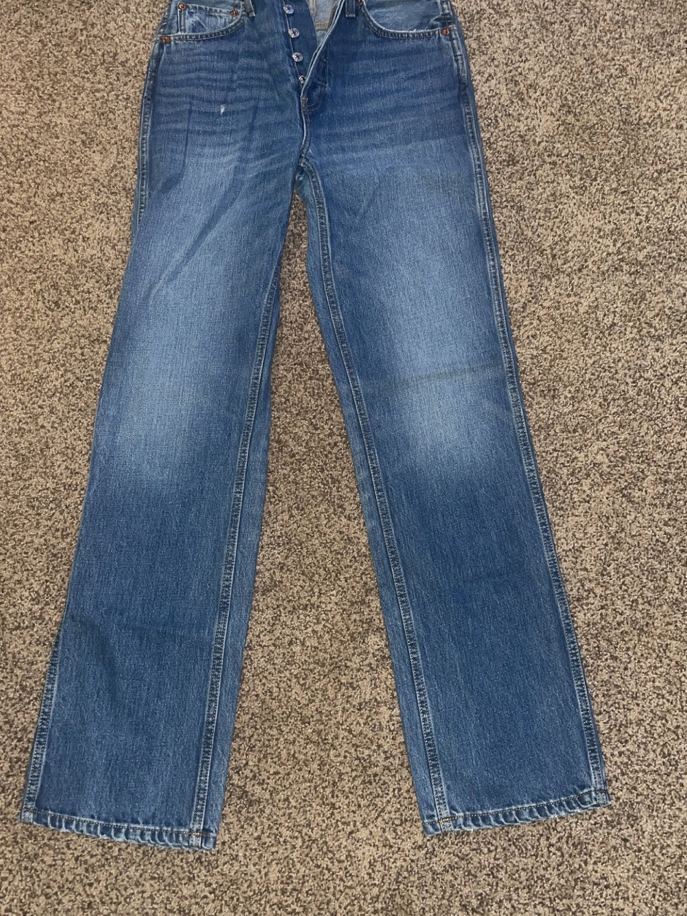 NWT RE/DONE 90s High Rise Loose Jeans Worn Blue Size 26 Button Fly